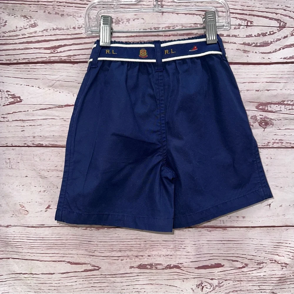 Ralph Lauren Navy Blue Cotton Shorts With Belt Size 24 Months
